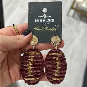 FSU Beaded Football Earrings - Maroon and Gold